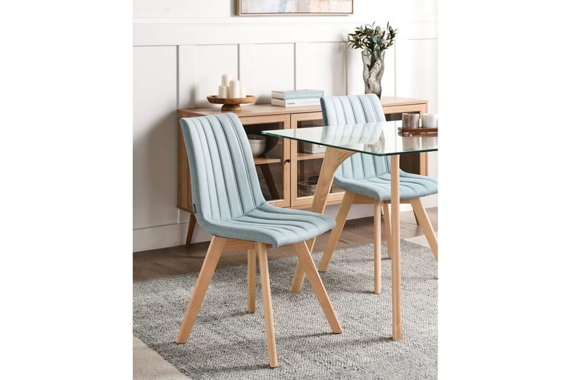 Sett med 2 spisestuestoler Calgary - Blått, lyst tre - Møbler - Stoler & lenestoler - Spisestuestoler & kjøkkenstoler