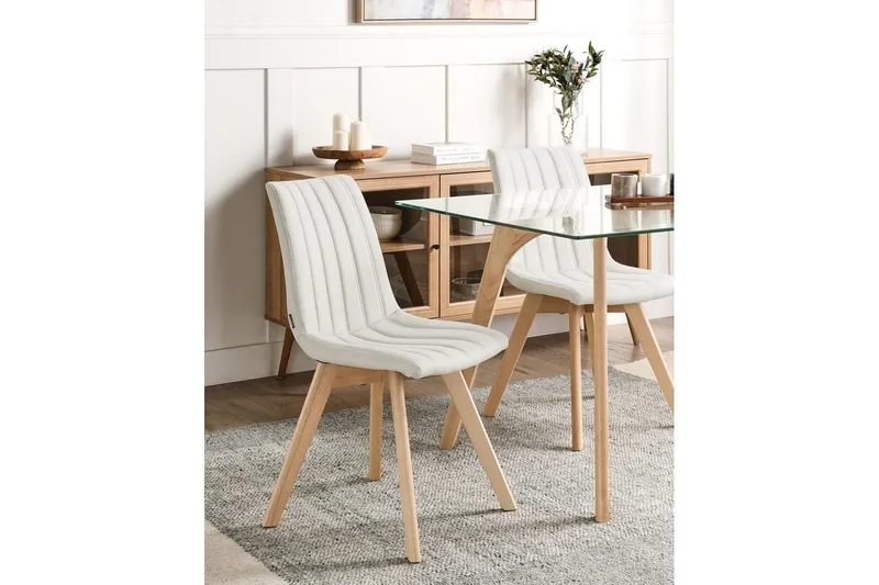 Sett med 2 spisestuestoler Calgary - Hvit, lyst tre - Møbler - Stoler & lenestoler - Spisestuestoler & kjøkkenstoler