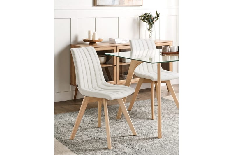 Sett med 2 spisestuestoler Calgary - Hvit, lyst tre - Møbler - Stoler & lenestoler - Spisestuestoler & kjøkkenstoler
