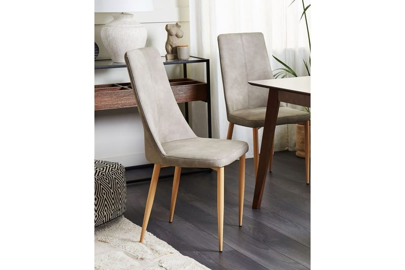 Sett med 2 spisestuestoler Clayton - Grå, lyst tre - Møbler - Stoler & lenestoler - Spisestuestoler & kjøkkenstoler