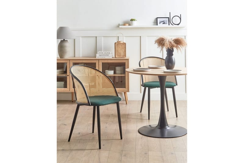Sett med 2 spisestuestoler Cornell - Grønn, svart, lyst tre - Møbler - Stoler & lenestoler - Spisestuestoler & kjøkkenstoler