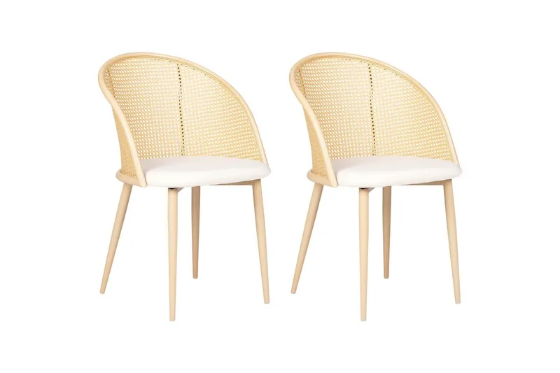 Sett med 2 spisestuestoler Cornell, Lyst tre, beige