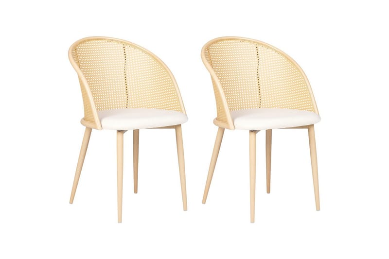 Sett med 2 spisestuestoler Cornell, Lyst tre, beige