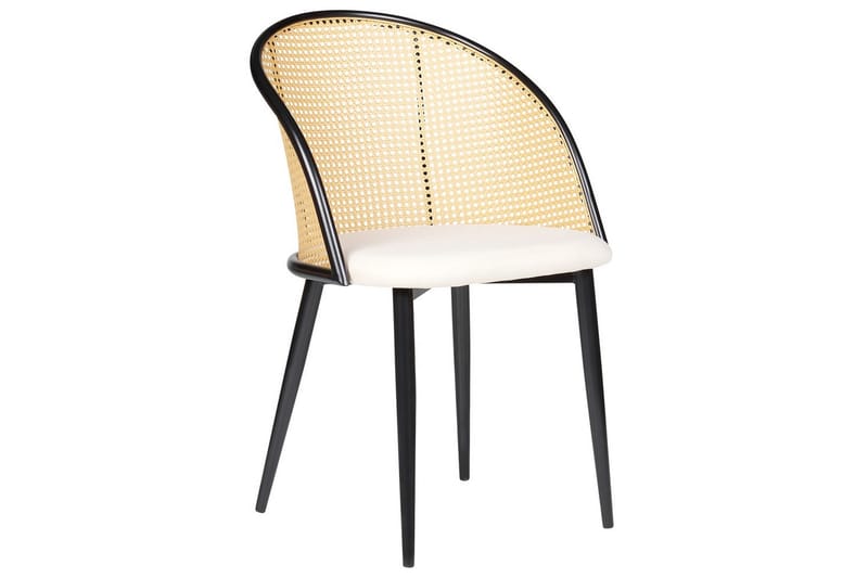 Sett med 2 spisestuestoler Cornell - Svart, beige, lyst tre - Møbler - Stoler & lenestoler - Spisestuestoler & kjøkkenstoler