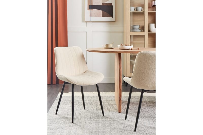 Sett med 2 spisestuestoler Dubrovnik - Beige, svart/Bouclé - Møbler - Stoler & lenestoler - Spisestuestoler & kjøkkenstoler
