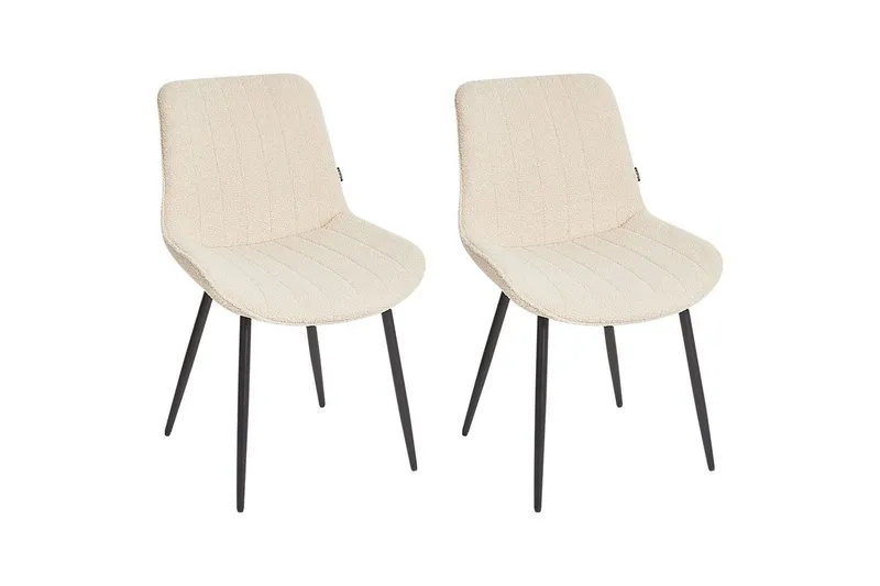 Sett med 2 spisestuestoler Dubrovnik - Beige, svart/Bouclé - Møbler - Stoler & lenestoler - Spisestuestoler & kjøkkenstoler