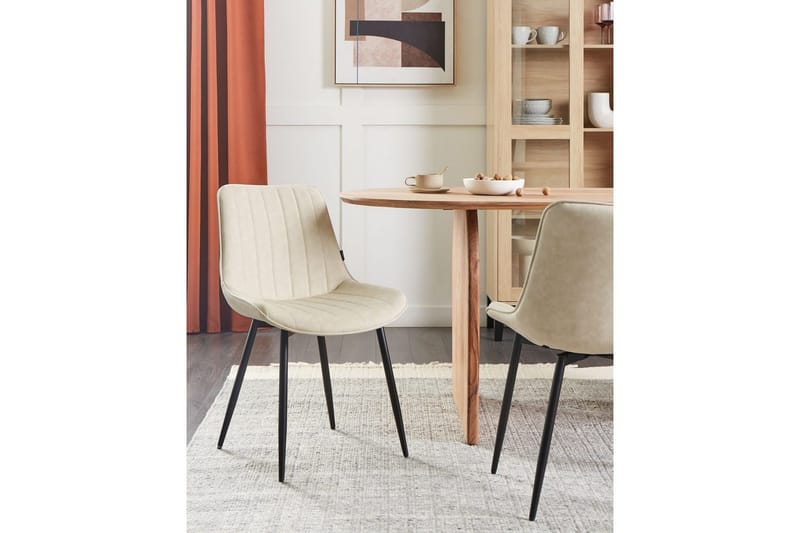 Sett med 2 spisestuestoler Dubrovnik - Beige, svart/kunstkinn - Møbler - Stoler & lenestoler - Spisestuestoler & kjøkkenstoler