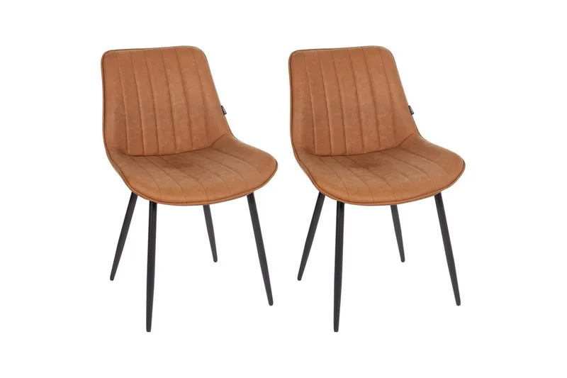 Sett med 2 spisestuestoler Dubrovnik, Brun, Svart/Kunstlær