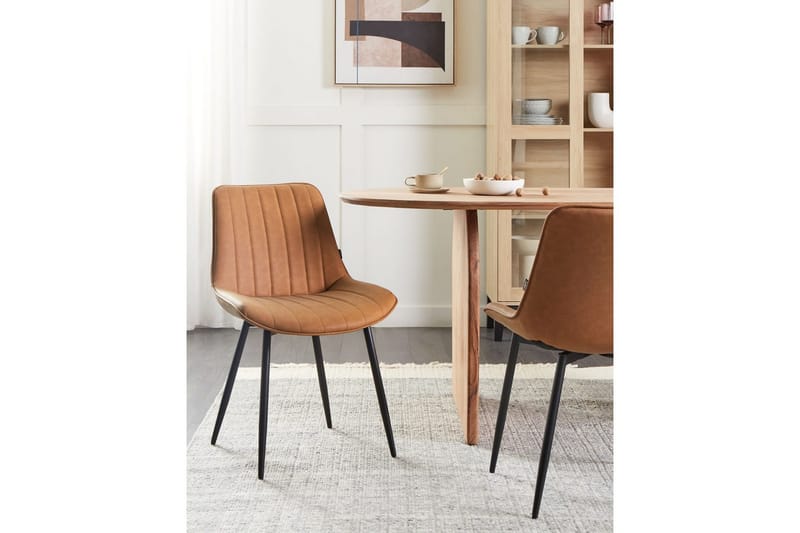 Sett med 2 spisestuestoler Dubrovnik - Brun, Svart/Kunstlær - Møbler - Stoler & lenestoler - Spisestuestoler & kjøkkenstoler
