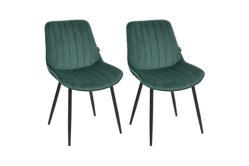 Sett med 2 spisestuestoler Dubrovnik, Grønn, svart/Fløyel