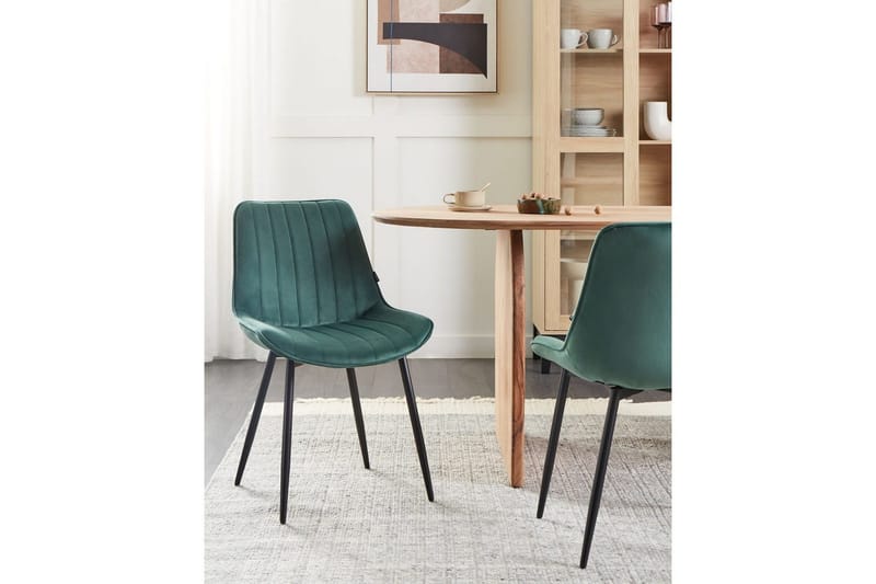 Sett med 2 spisestuestoler Dubrovnik - Grønn, svart/Fløyel - Møbler - Stoler & lenestoler - Spisestuestoler & kjøkkenstoler