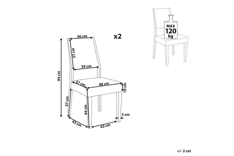Sett med 2 spisestuestoler Elmira - Møbler - Stoler & lenestoler - Spisestuestoler & kjøkkenstoler