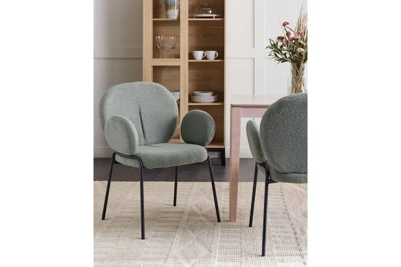 Sett med 2 spisestuestoler Ely - Grønn, svart - Møbler - Stoler & lenestoler - Spisestuestoler & kjøkkenstoler