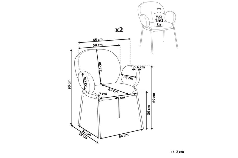 Sett med 2 spisestuestoler Ely - Grønn, svart - Møbler - Stoler & lenestoler - Spisestuestoler & kjøkkenstoler