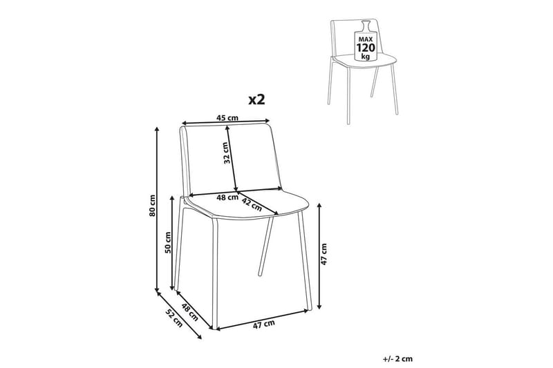 Sett med 2 spisestuestoler Esbon - Grå, svart - Møbler - Stoler & lenestoler - Spisestuestoler & kjøkkenstoler