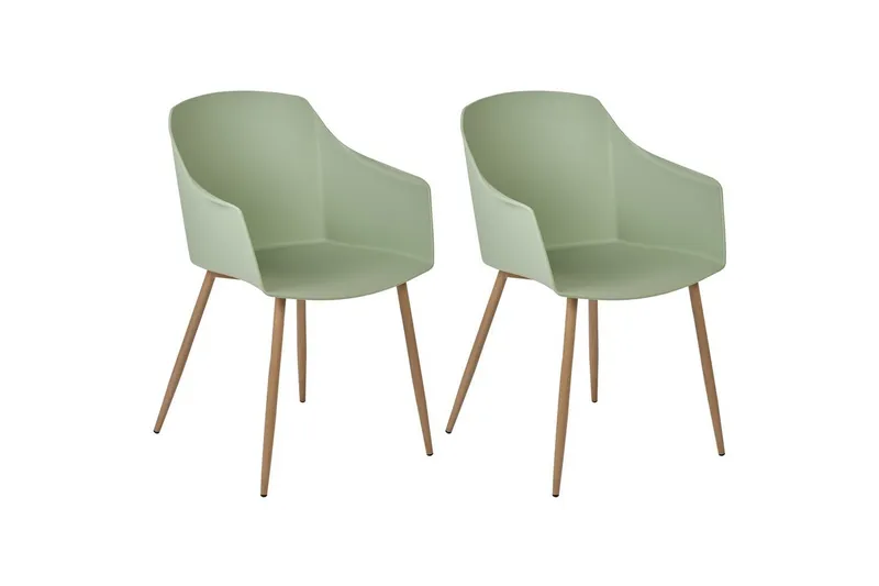Sett med 2 spisestuestoler Fonda ll, Grønt, lyst tre