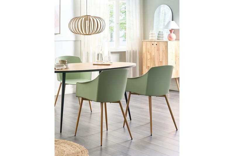 Sett med 2 spisestuestoler Fonda ll - Grønt, lyst tre - Møbler - Stoler & lenestoler - Spisestuestoler & kjøkkenstoler