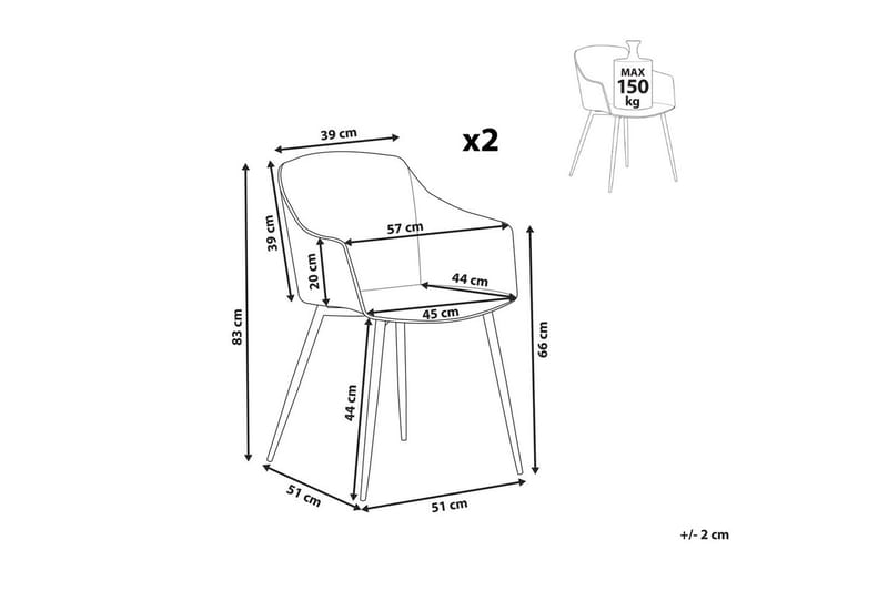 Sett med 2 spisestuestoler Fonda ll - Hvit, lyst tre - Møbler - Stoler & lenestoler - Spisestuestoler & kjøkkenstoler