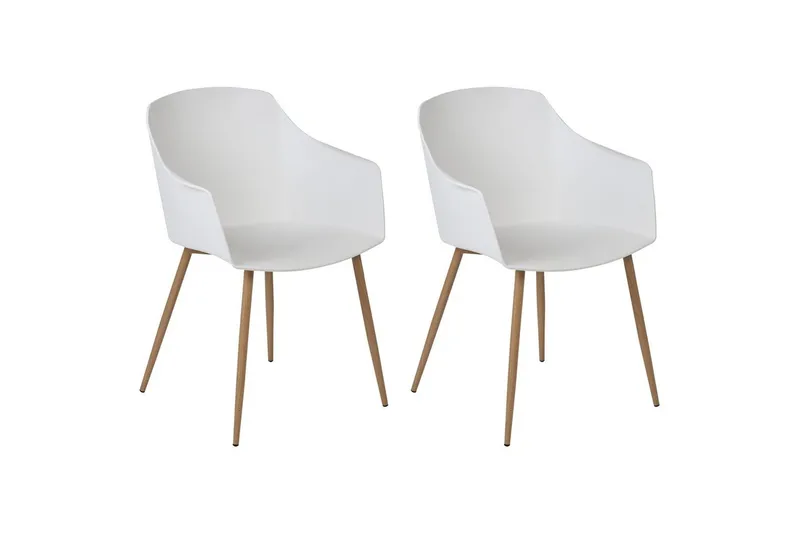 Sett med 2 spisestuestoler Fonda ll, Hvit, lyst tre