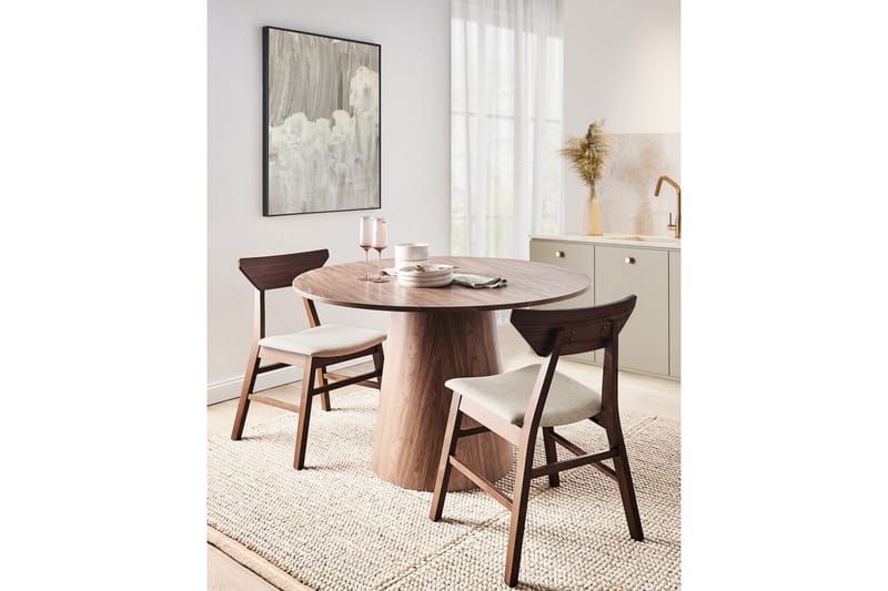 Sett med 2 spisestuestoler Hopkins - Brun, Beige - Møbler - Stoler & lenestoler - Spisestuestoler & kjøkkenstoler