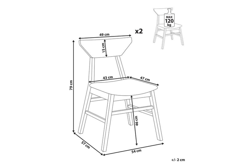 Sett med 2 spisestuestoler Hopkins - Brun, Taupe - Møbler - Stoler & lenestoler - Spisestuestoler & kjøkkenstoler