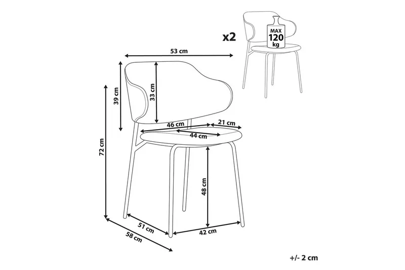 Sett med 2 spisestuestoler Kenai - Grønn, svart, Grønn, Svart - Møbler - Stoler & lenestoler - Spisestuestoler & kjøkkenstoler