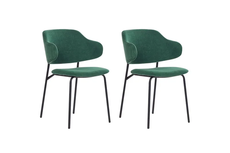Sett med 2 spisestuestoler Kenai, Grønn, svart, Grønn, Svart
