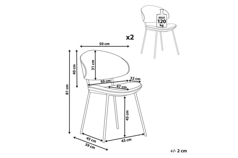 Sett med 2 spisestuestoler Kiana - Blå, Svart - Møbler - Stoler & lenestoler - Spisestuestoler & kjøkkenstoler