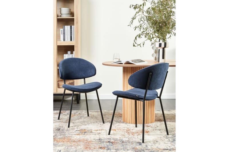 Sett med 2 spisestuestoler Kiana - Blå, Svart - Møbler - Stoler & lenestoler - Spisestuestoler & kjøkkenstoler