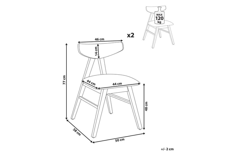 Sett med 2 spisestuestoler Lacota - Brun, grå - Møbler - Stoler & lenestoler - Spisestuestoler & kjøkkenstoler