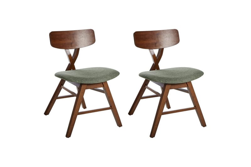 Sett med 2 spisestuestoler Leland - Brun, Grønn - Møbler - Stoler & lenestoler - Spisestuestoler & kjøkkenstoler