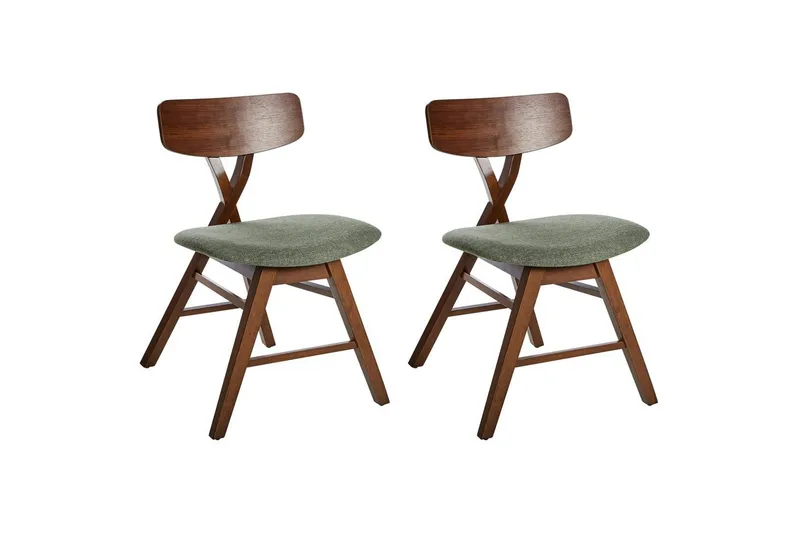 Sett med 2 spisestuestoler Leland, Brun, Grønn