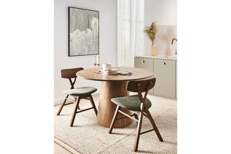 Sett med 2 spisestuestoler Leland - Brun, Grønn - Møbler - Stoler & lenestoler - Spisestuestoler & kjøkkenstoler