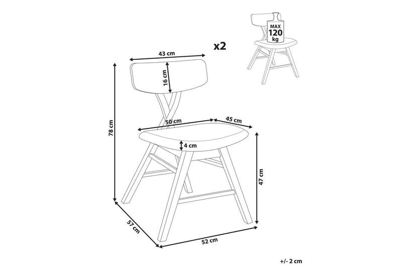 Sett med 2 spisestuestoler Leland - Brun, Grønn - Møbler - Stoler & lenestoler - Spisestuestoler & kjøkkenstoler