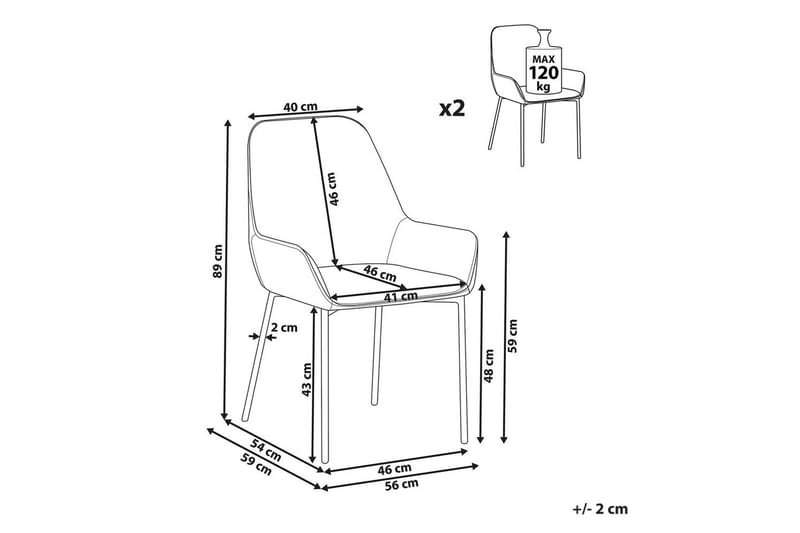Sett med 2 spisestuestoler Loverna - Beige, gull/fløyel, Beige, Gull/Fløyel - Møbler - Stoler & lenestoler - Spisestuestoler & kjøkkenstoler