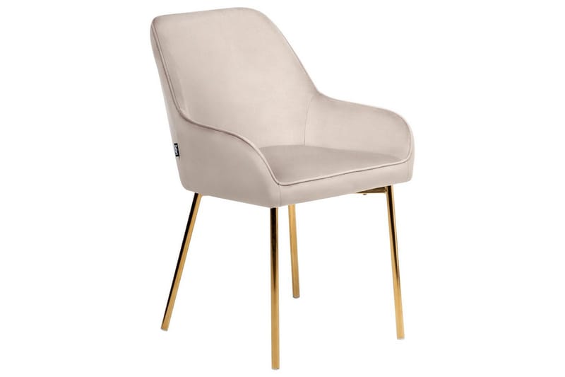 Sett med 2 spisestuestoler Loverna - Beige, gull/fløyel, Beige, Gull/Fløyel - Møbler - Stoler & lenestoler - Spisestuestoler & kjøkkenstoler