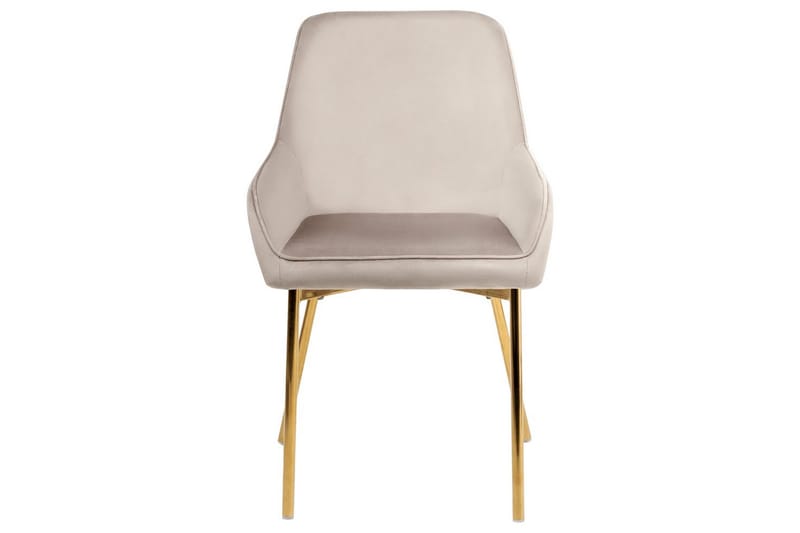 Sett med 2 spisestuestoler Loverna - Beige, gull/fløyel, Beige, Gull/Fløyel - Møbler - Stoler & lenestoler - Spisestuestoler & kjøkkenstoler