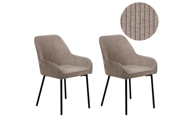 Sett med 2 spisestuestoler Loverna - Beige, svart/Manchesterstoff - Møbler - Stoler & lenestoler - Spisestuestoler & kjøkkenstoler