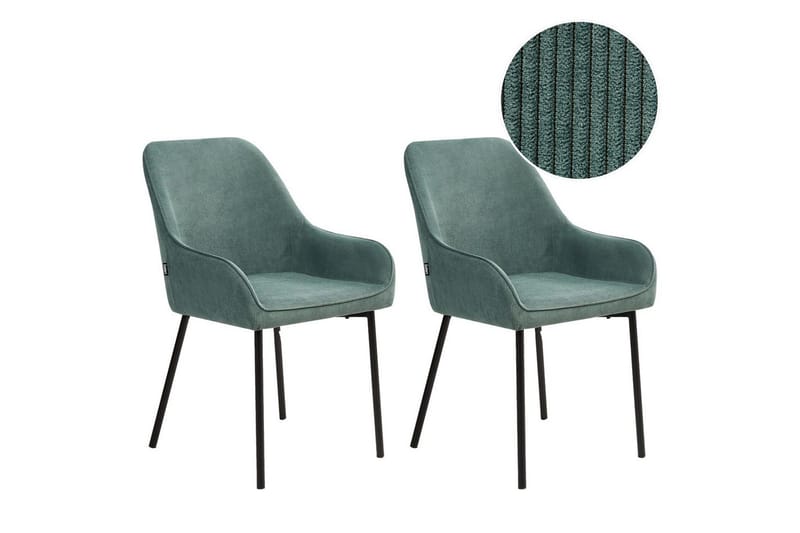 Sett med 2 spisestuestoler Loverna, Grønn, Svart/Manchesterstoff, Grønn, svart/Manchesterstoff, Grønn, Svart/Manchestertøy