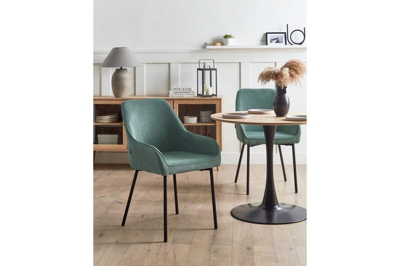 Sett med 2 spisestuestoler Loverna - Grønn, Svart/Manchesterstoff, Grønn, svart/Manchesterstoff, Grønn, Svart/Manchestertøy - Møbler - Stoler & lenestoler - Spisestuestoler & kjøkkenstoler