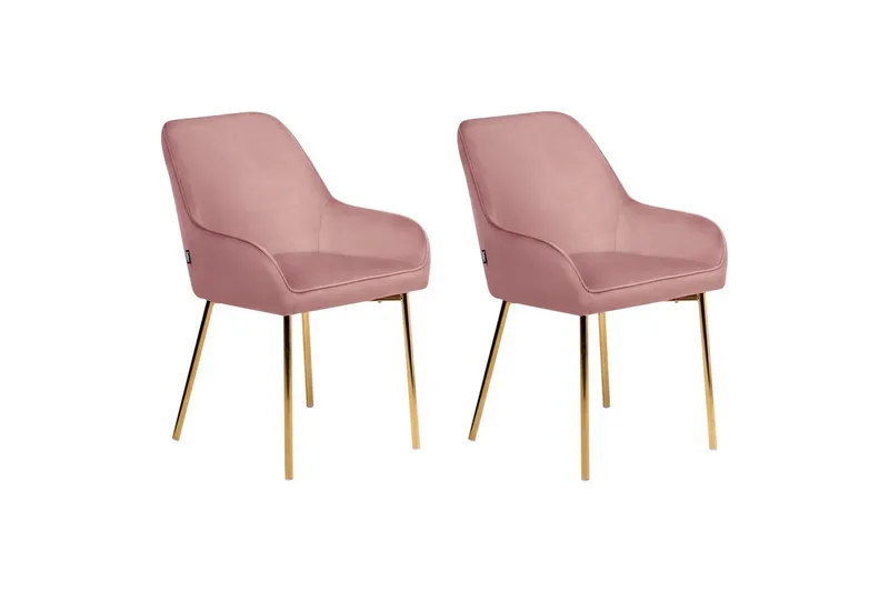 Sett med 2 spisestuestoler Loverna, Rosa, Gull/Fløyel, Rosa, gull/fløyel, Rosa, gull/Sateng