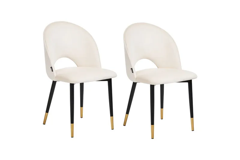 Sett med 2 spisestuestoler Magalia - Beige, svart, gull - Møbler - Stoler & lenestoler - Spisestuestoler & kjøkkenstoler
