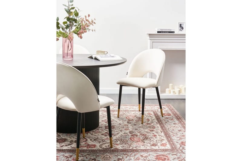 Sett med 2 spisestuestoler Magalia - Beige, svart, gull - Møbler - Stoler & lenestoler - Spisestuestoler & kjøkkenstoler