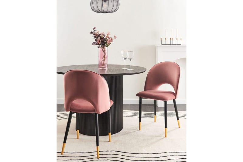 Sett med 2 spisestuestoler Magalia - Rosa, Svart, Gull - Møbler - Stoler & lenestoler - Spisestuestoler & kjøkkenstoler