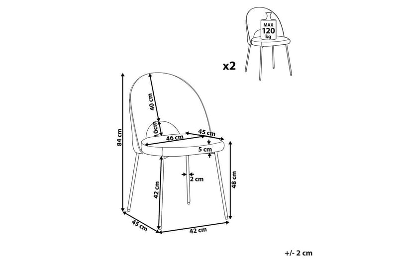 Sett med 2 spisestuestoler Magalia - Rosa, Svart, Gull - Møbler - Stoler & lenestoler - Spisestuestoler & kjøkkenstoler