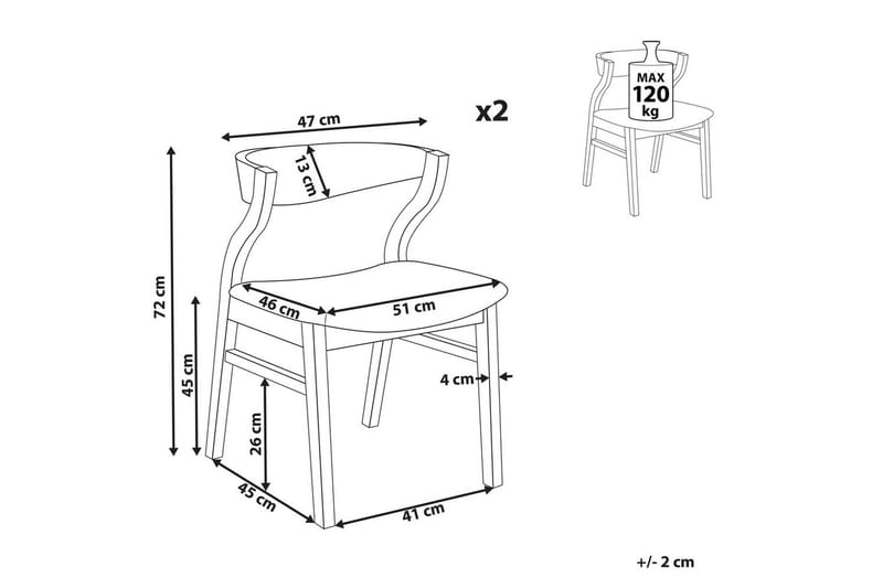 Sett med 2 spisestuestoler Maroa - Grå, mørkt tre - Møbler - Stoler & lenestoler - Spisestuestoler & kjøkkenstoler