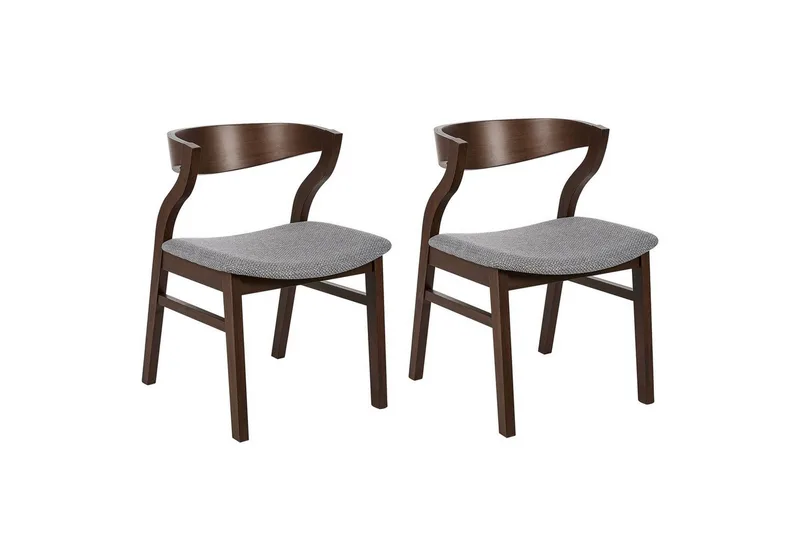 Sett med 2 spisestuestoler Maroa, Grå, mørkt tre