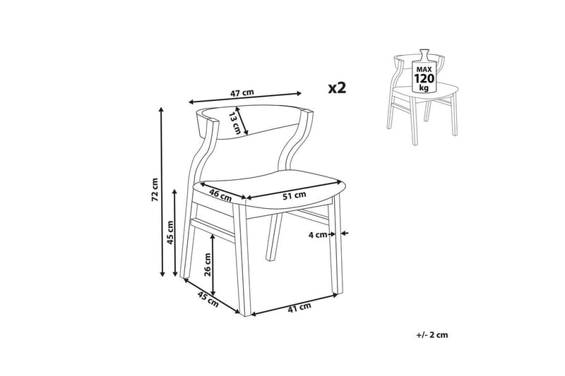 Sett med 2 spisestuestoler Maroa - Lyst tre, svart, hvit - Møbler - Stoler & lenestoler - Spisestuestoler & kjøkkenstoler