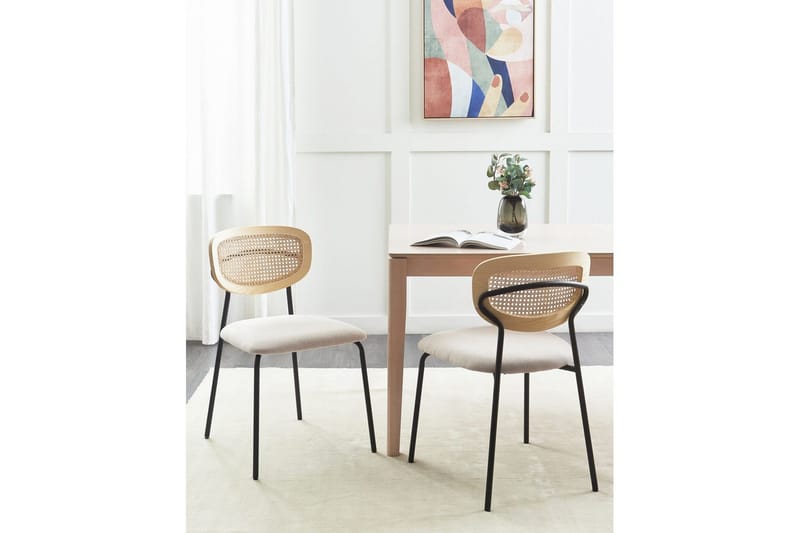 Sett med 2 spisestuestoler Mayetta - Natur, beige, svart - Møbler - Stoler & lenestoler - Spisestuestoler & kjøkkenstoler