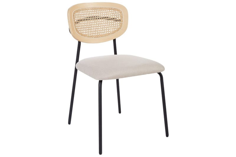 Sett med 2 spisestuestoler Mayetta - Natur, beige, svart - Møbler - Stoler & lenestoler - Spisestuestoler & kjøkkenstoler